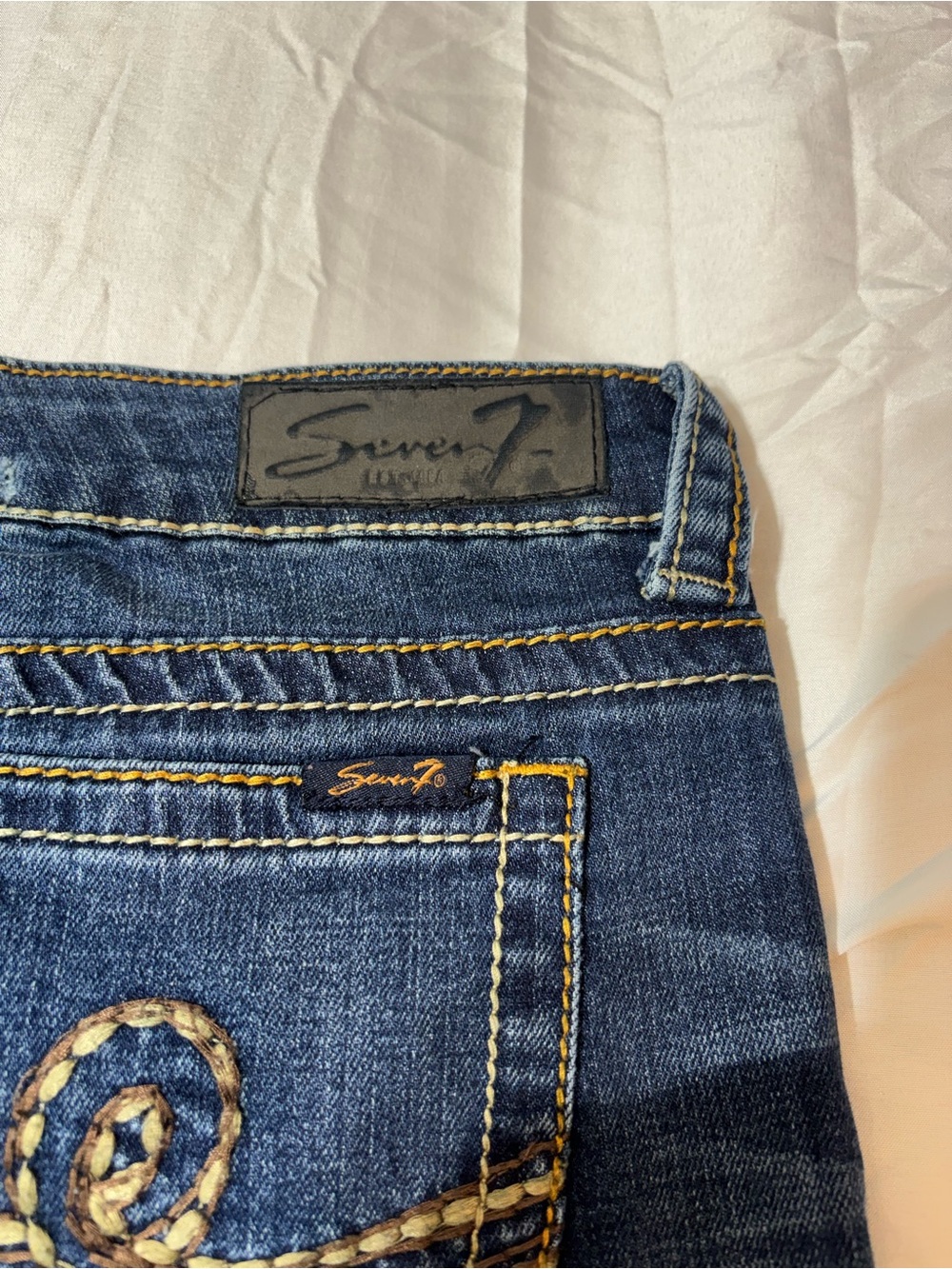 Seven7 Women's Blue Bootcut Jeans with Embroidered Back Pockets - Picture 6 of 8